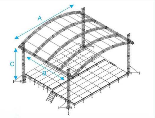 Aluminum Concert Curved Canopy Stage Lighting Truss Roof System