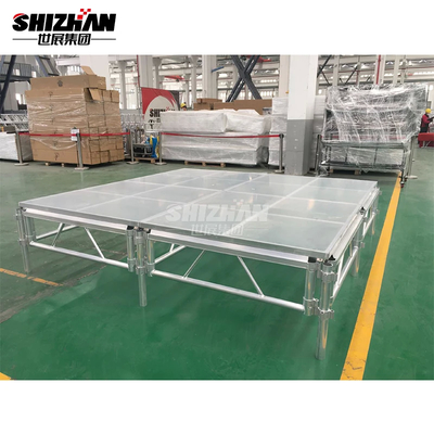 4 Stairs Aluminum Stage Platforms with Tool-free Assembly and Weather-resistant Durability