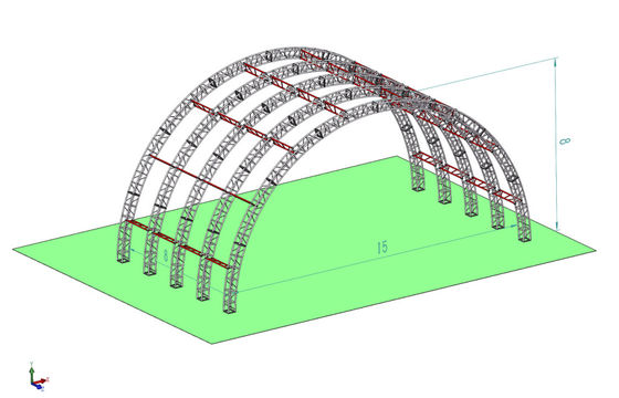 Aluminum C Channel Steel Curved Roof Truss Semi Circle Outdoor